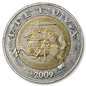 5Â litas denomination circulation coin of Lithuania